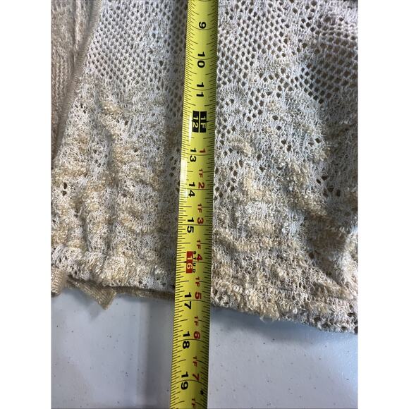 Anthropologie lace knitted adjustable cardigan beige women's XS Small Cropped - Picture 7 of 12